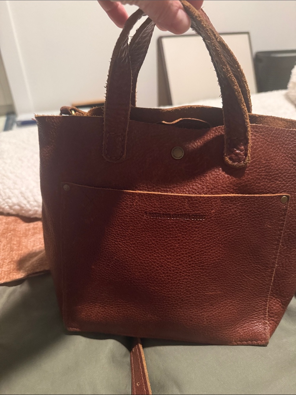Brown Pebbled Leather Crossbody Tote - Portland Leather